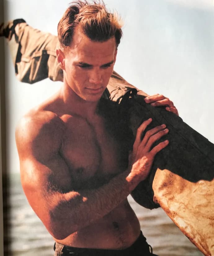 Dug Popovich in a 1999 Abercrombie & Fitch print campaign photographed by Bruce Weber